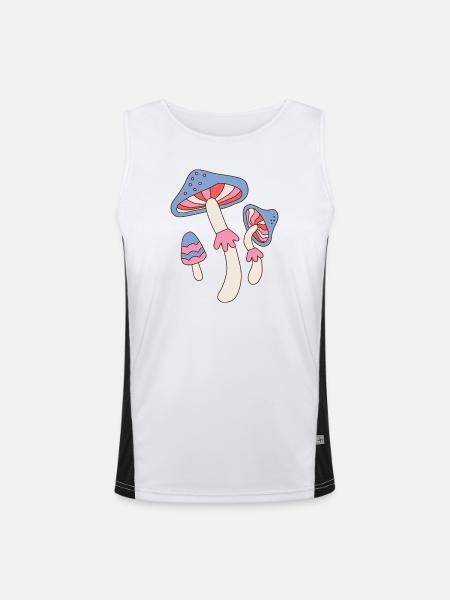Design vintage de champignons psychédéliques rétro - Débardeur respirant contrasté Homme - blanc/noir - Devant