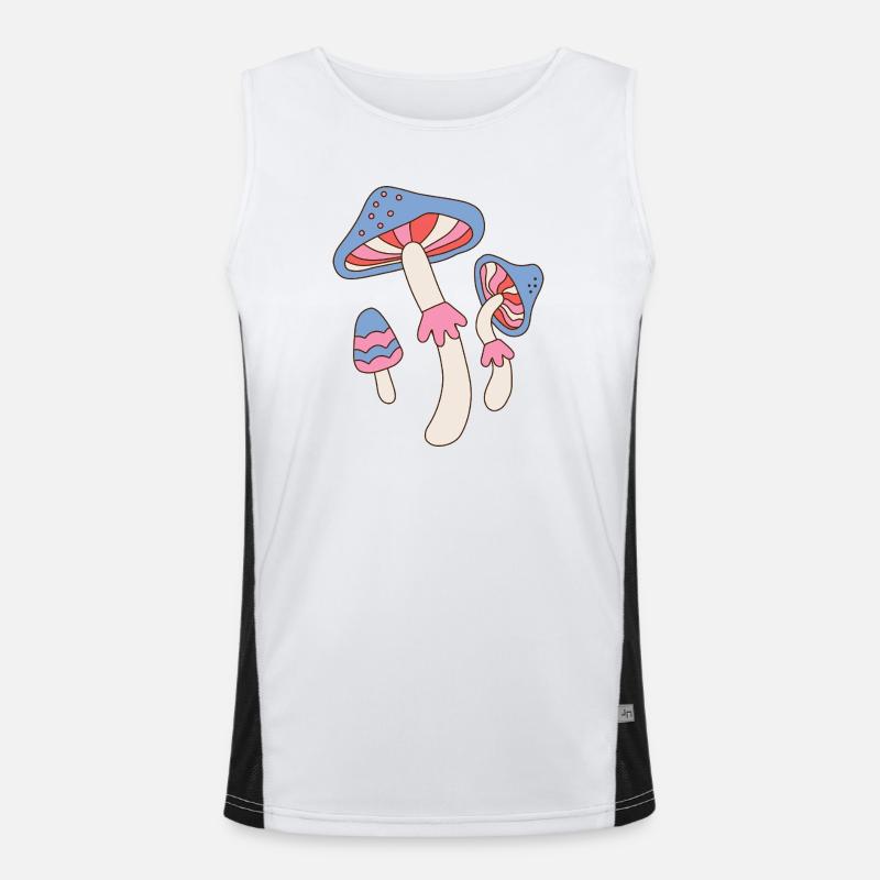 Retro Psychedelic Mushroom Vintage Design Funktionelles Kontrast-Tank Top für Männer 