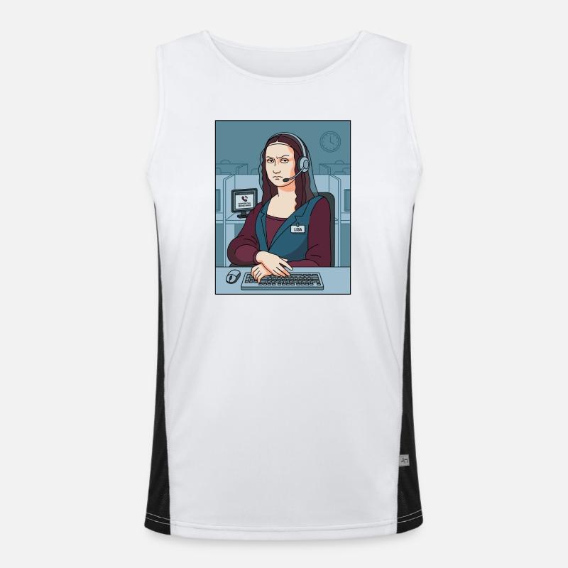 Mona Lisa Support Mitarbeiter Humor Funktionelles Kontrast-Tank Top für Männer 