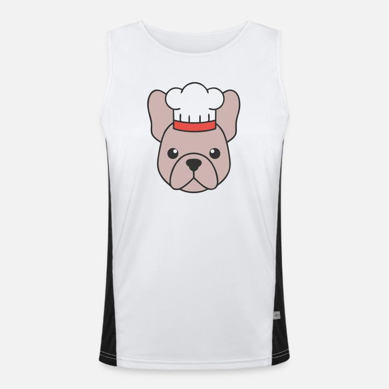 Frenchie Chef Hat Head Logo Men's Functional Contrast Tank Top 