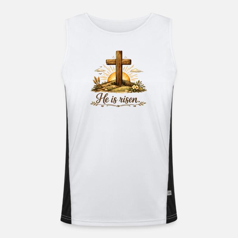 He is risen Funktionelles Kontrast-Tank Top für Männer 