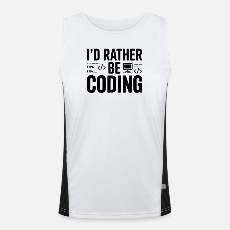 I'd Rather Be Coding - Men's Functional Contrast Tank Top  - white/black