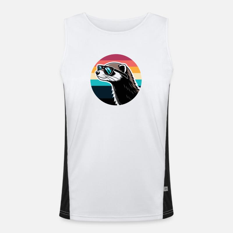 Frettchen-Silhouette Retro-Regenbogen Funktionelles Kontrast-Tank Top für Männer 
