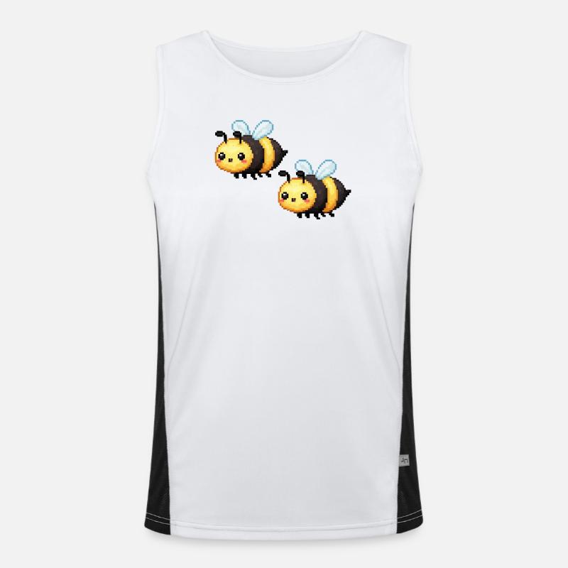 Pixel Bienen Duo Funktionelles Kontrast-Tank Top für Männer 