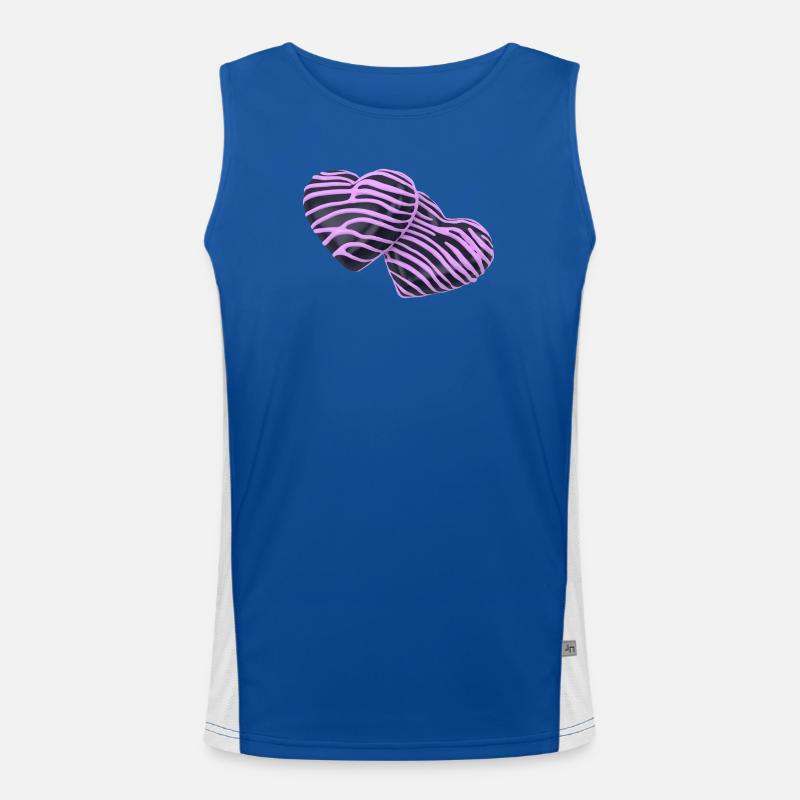 Pink Hearts on Black Men's Functional Contrast Tank Top 