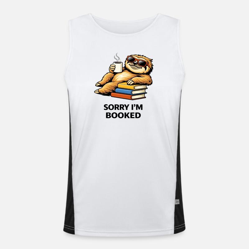Cozy Sloth Reading Stack - Men's Functional Contrast Tank Top  - white/black