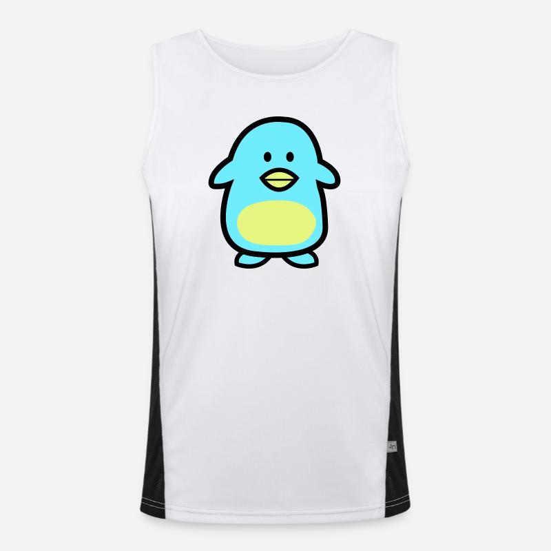 Penguin Comic - Men's Functional Contrast Tank Top  - white/black