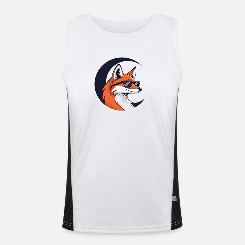 Lunar Fox mit Sonnenbrille Funktionelles Kontrast-Tank Top für Männer 