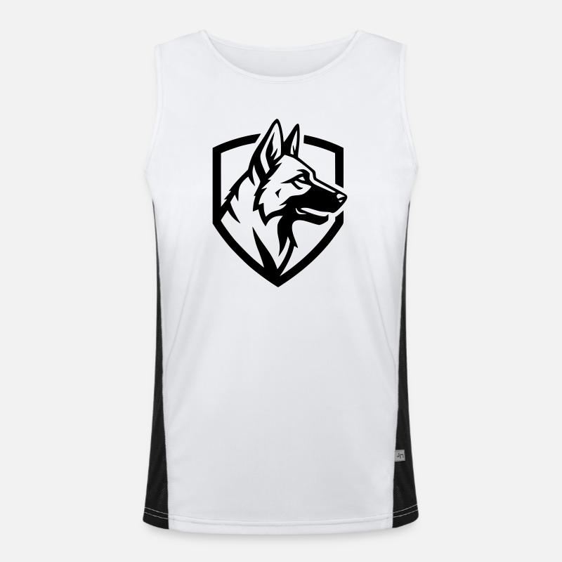 German Shepherd Crest Shield Security - Men's Functional Contrast Tank Top  - white/black