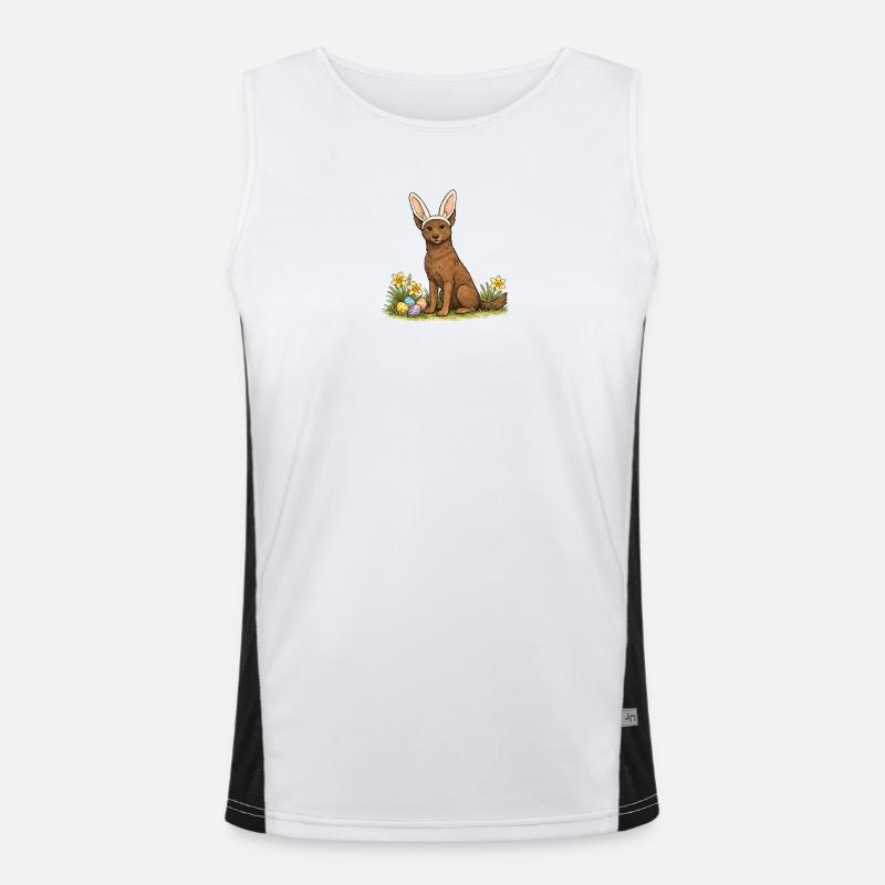Spring Bunny Australian Kelpie Dog with Easter Eggs Men's Functional Contrast Tank Top 