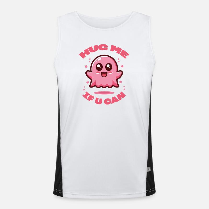 Pinkes Gespenst, umarme mich wenn du kannst. Funktionelles Kontrast-Tank Top für Männer 