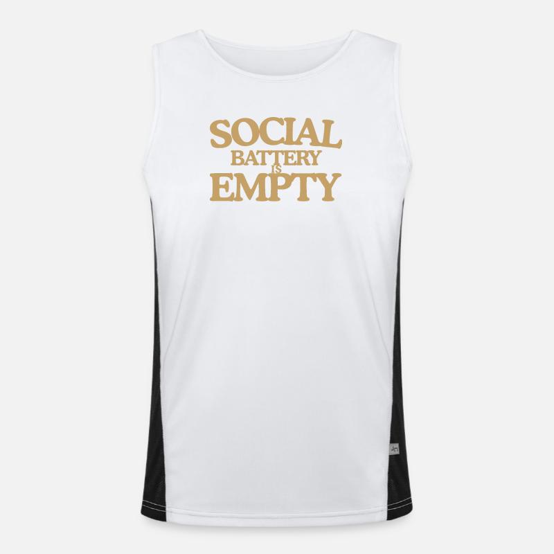 Social Battery is empty Retro Spruch Design Funktionelles Kontrast-Tank Top für Männer 