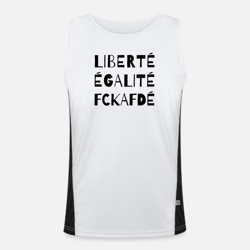 Liberté Égalité FCKAFD Statement Design Funktionelles Kontrast-Tank Top für Männer 