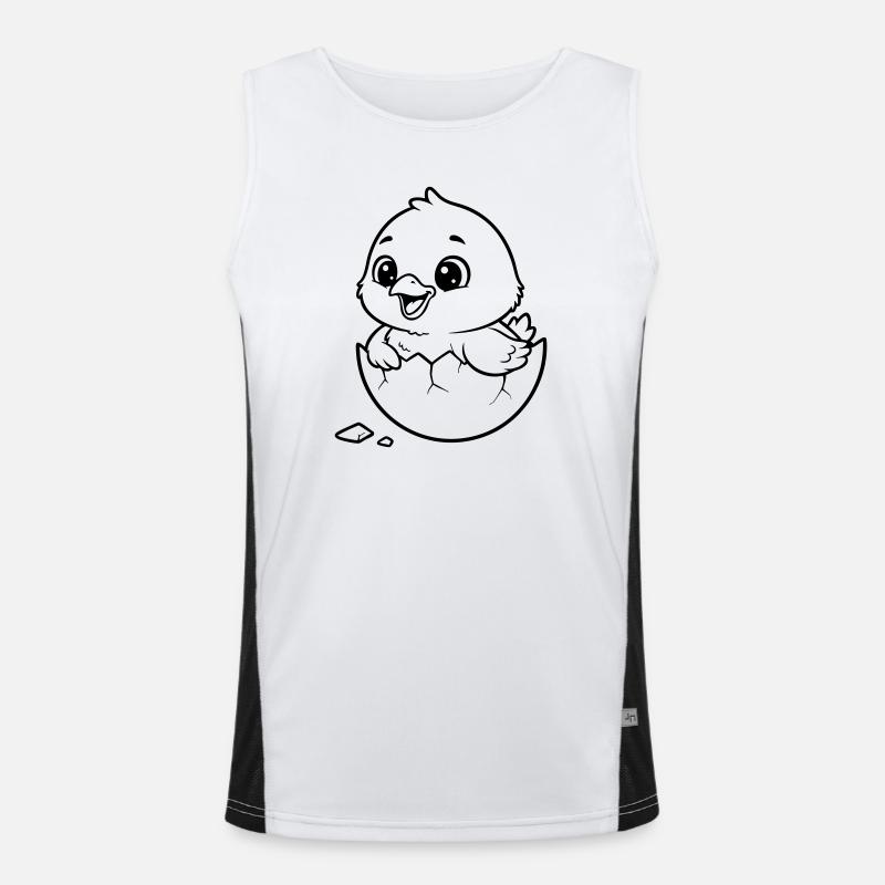 Cute Chick Hatching from Egg Men's Functional Contrast Tank Top 