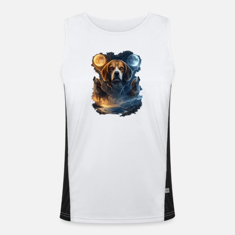 Moon Beagle Night Magic Beagle - Men's Functional Contrast Tank Top  - white/black