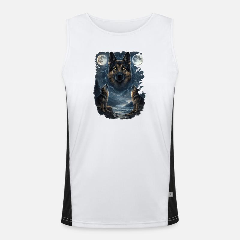 Zwei Monde German Sheperd Funktionelles Kontrast-Tank Top für Männer 
