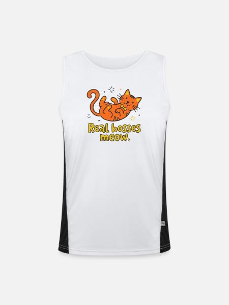 Real bosses meow cat - Men's Functional Contrast Tank Top  - white/black