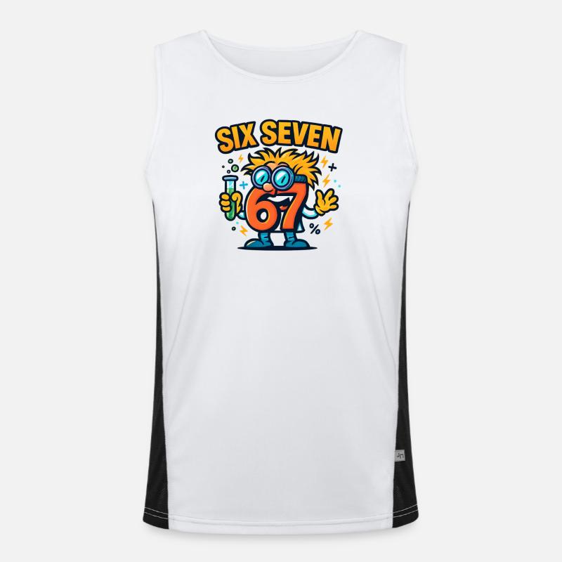 Six Seven 67 Science Humor Nerd Gift Idea Men's Functional Contrast Tank Top 