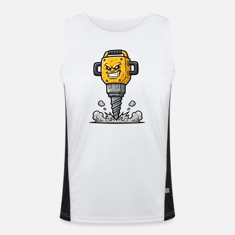Wütender Bohrer Cartoon mit Explosion Funktionelles Kontrast-Tank Top für Männer 