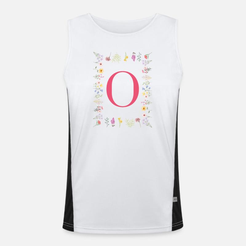Floral initials "O", letters monogram Men's Functional Contrast Tank Top 