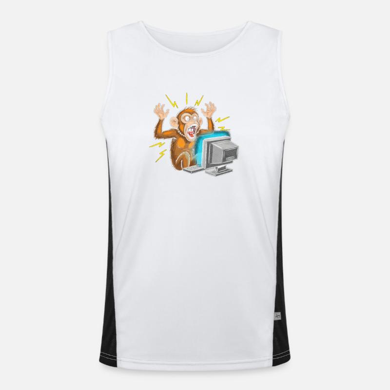 Monkey Computer Outbreak Men's Functional Contrast Tank Top 