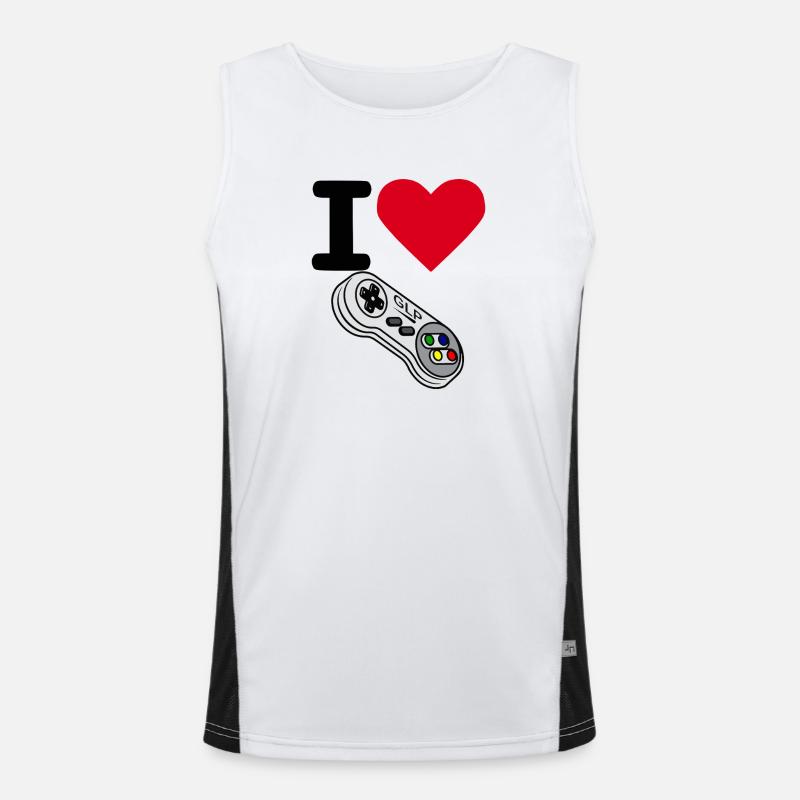 I Love GLP Retro Gamer Controller Funktionelles Kontrast-Tank Top für Männer 