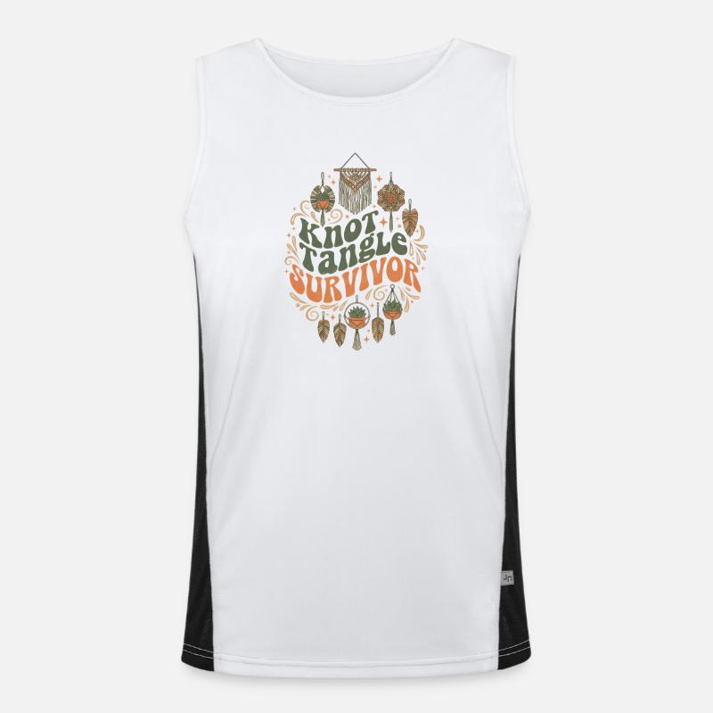 Knot chaos survived | Macrame Boho - Men's Functional Contrast Tank Top  - white/black