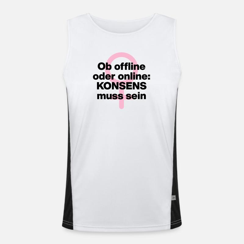 OB OFFLINE ODER ONLINE: KONSENS! ♀ FEMALE POWER Funktionelles Kontrast-Tank Top für Männer 