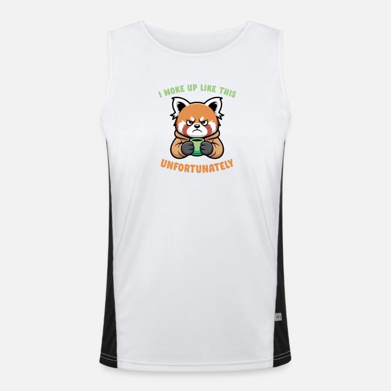 Mürrischer Panda mit Kaffee - Morgenmuffel Funktionelles Kontrast-Tank Top für Männer 
