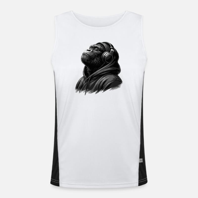 Gorilla schlägt Kapuzenpullover-Porträt Funktionelles Kontrast-Tank Top für Männer 