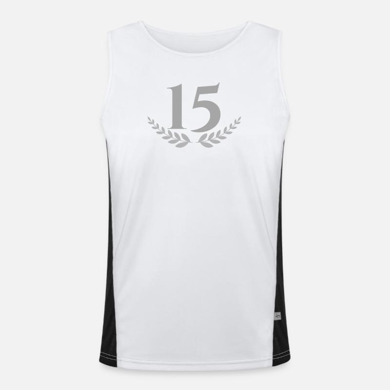 15 - Men's Functional Contrast Tank Top  - white/black