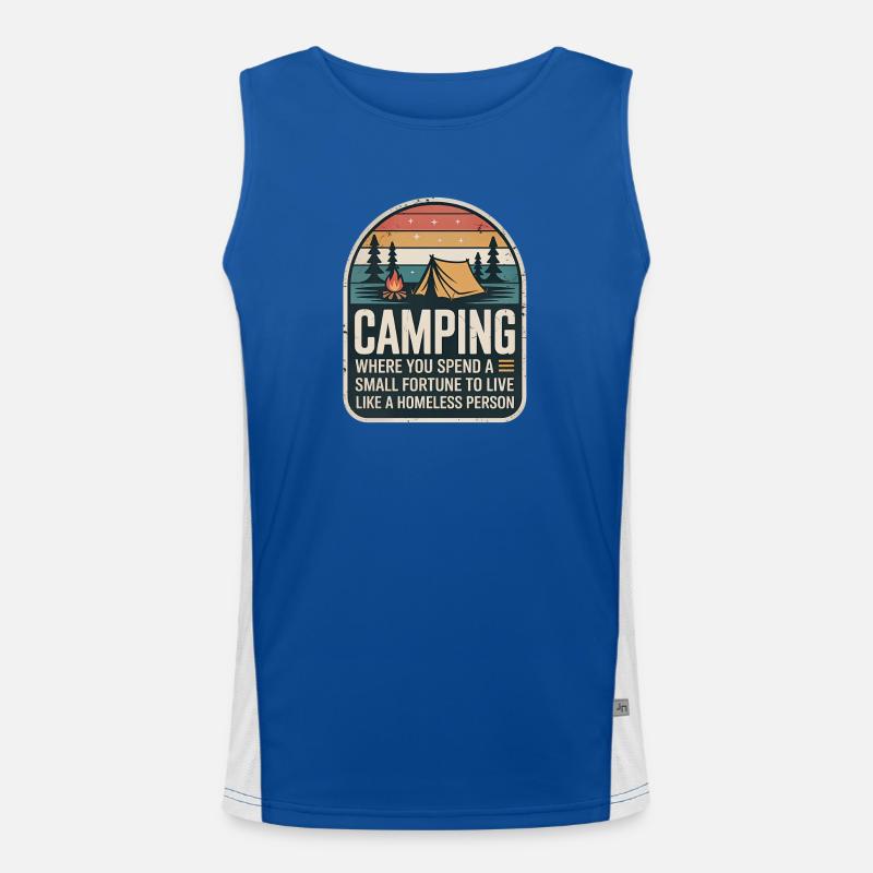 Camping Retro Design Funktionelles Kontrast-Tank Top für Männer 