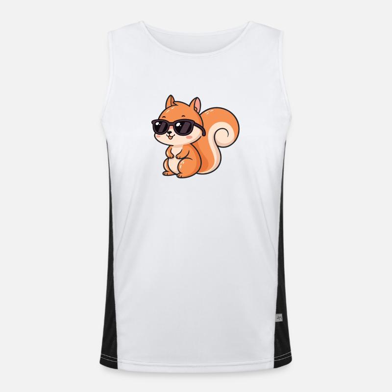 Cartoon-Eichhörnchen-Schwarzbrille Funktionelles Kontrast-Tank Top für Männer 