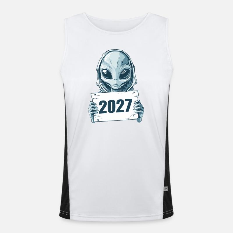 hellblaues Alien 2027 Funktionelles Kontrast-Tank Top für Männer 