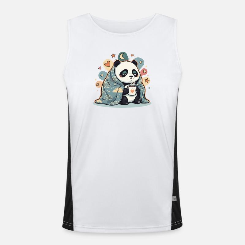 Cuddly panda under cloud cover - Men's Functional Contrast Tank Top  - white/black