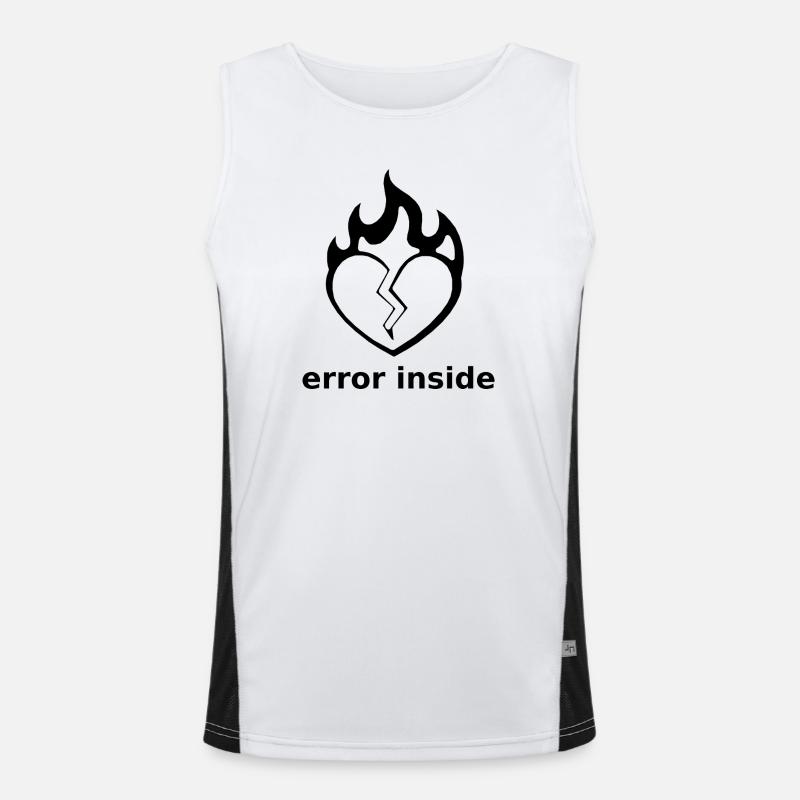 Error Inside – Gebrochenes Herz in Flammen Funktionelles Kontrast-Tank Top für Männer 
