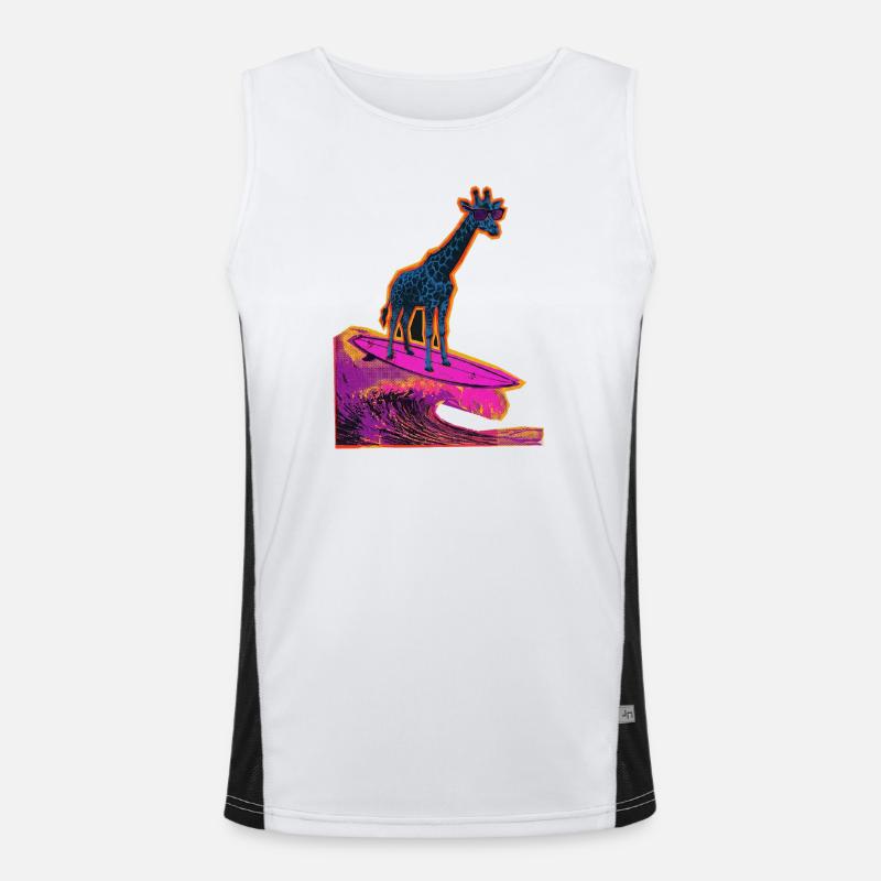 Surfer Giraffe Funktionelles Kontrast-Tank Top für Männer 