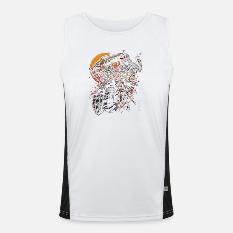 Shadow samurai at sunset - Men's Functional Contrast Tank Top  - white/black