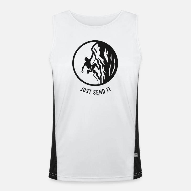 Rope climber on the rocks just send it logo Men's Functional Contrast Tank Top 