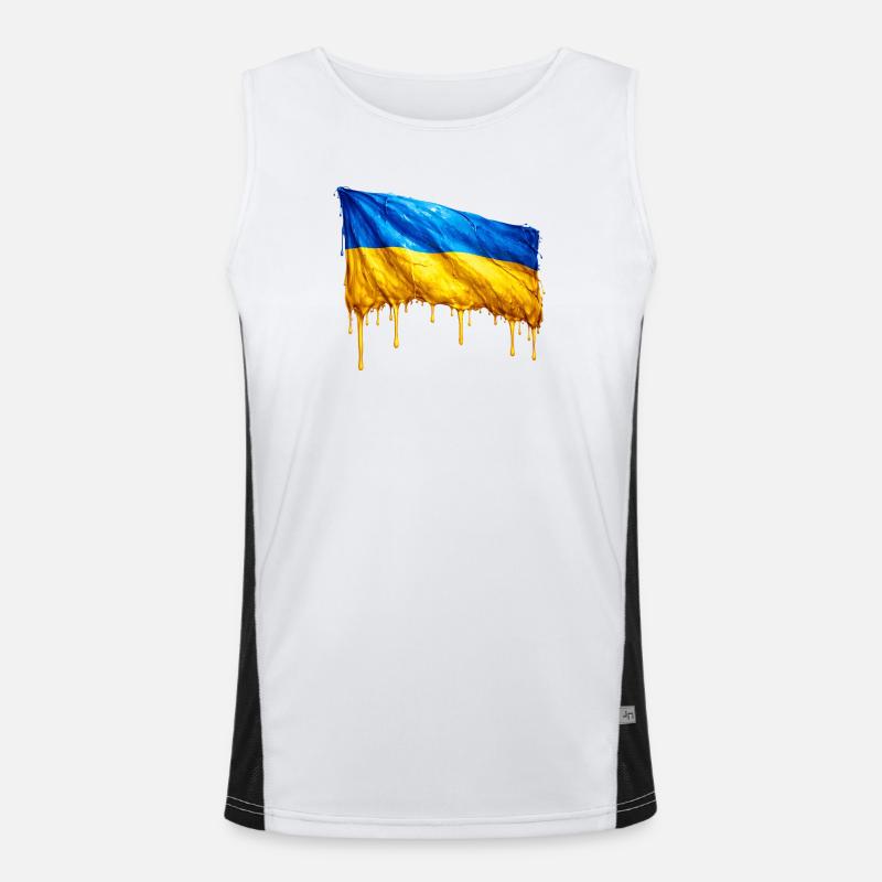 Dripping Ukraine flag Men's Functional Contrast Tank Top 