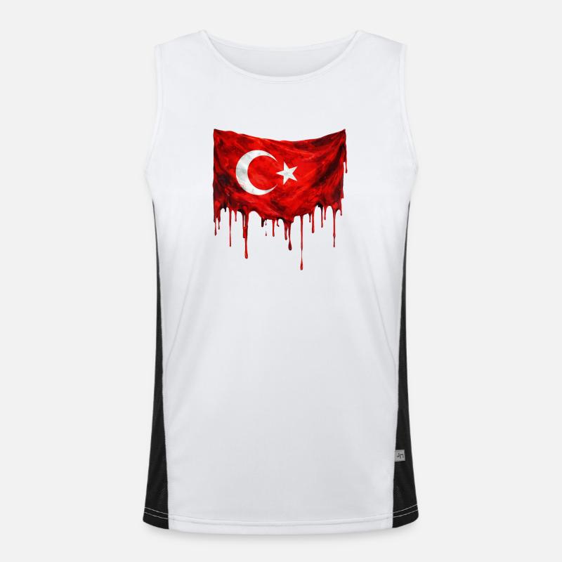 Dripping Turkey flag Men's Functional Contrast Tank Top 