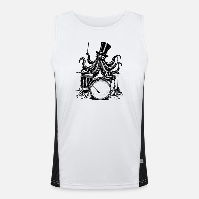 Octopus Playing the Drums Men's Functional Contrast Tank Top 