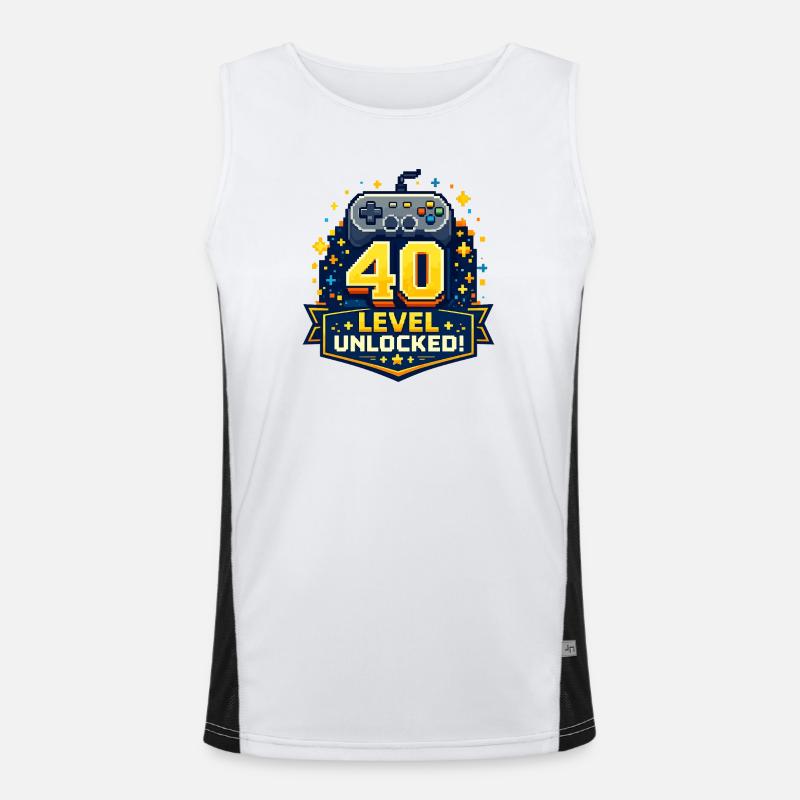 40 Level Unlocked Retro Controller - Men's Functional Contrast Tank Top  - white/black
