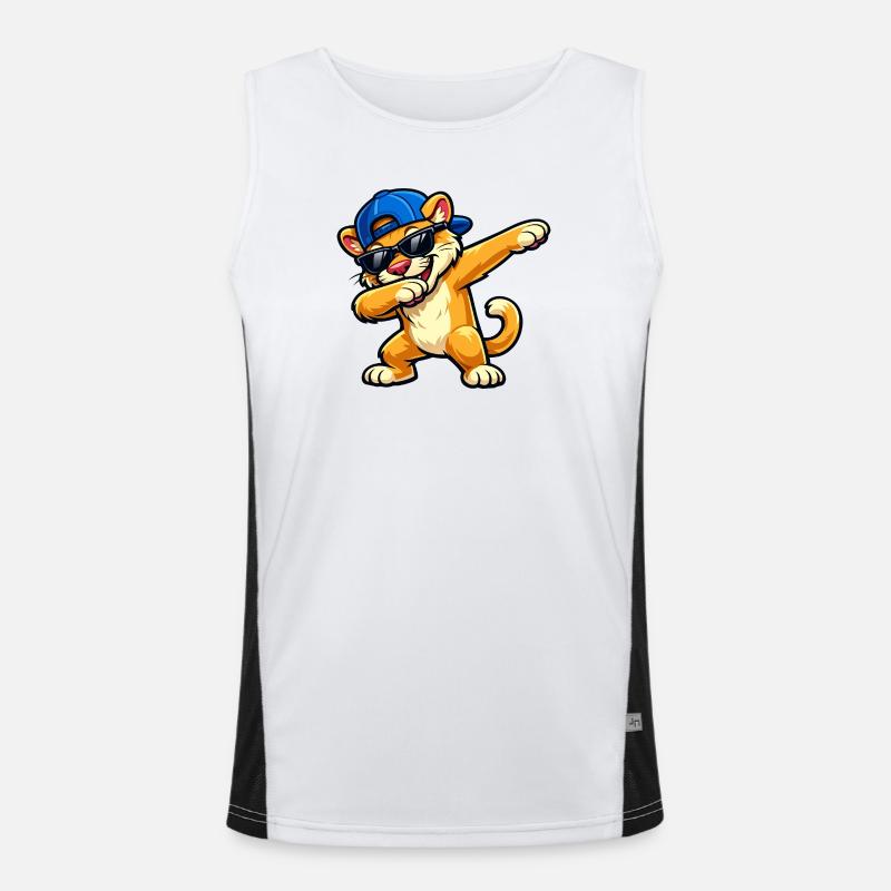 Dabbing Cougar Funktionelles Kontrast-Tank Top für Männer 