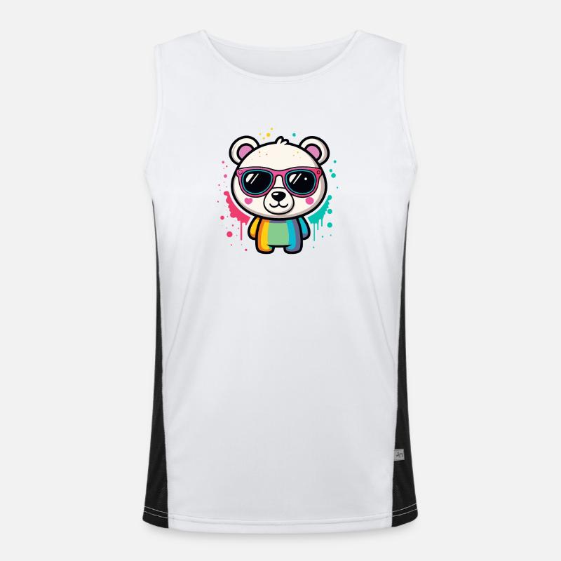 Rainbow Panda Glasses - Men's Functional Contrast Tank Top  - white/black