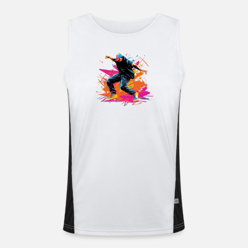 Retro B Boy Synthwave Funktionelles Kontrast-Tank Top für Männer 