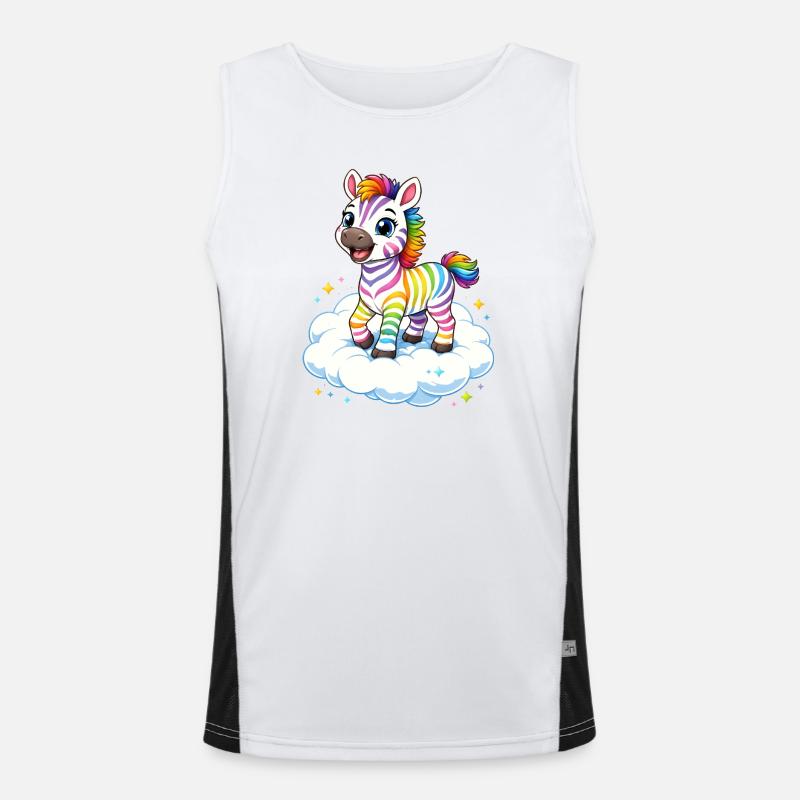 Cute rainbow zebra on cloud kawaii Men's Functional Contrast Tank Top 