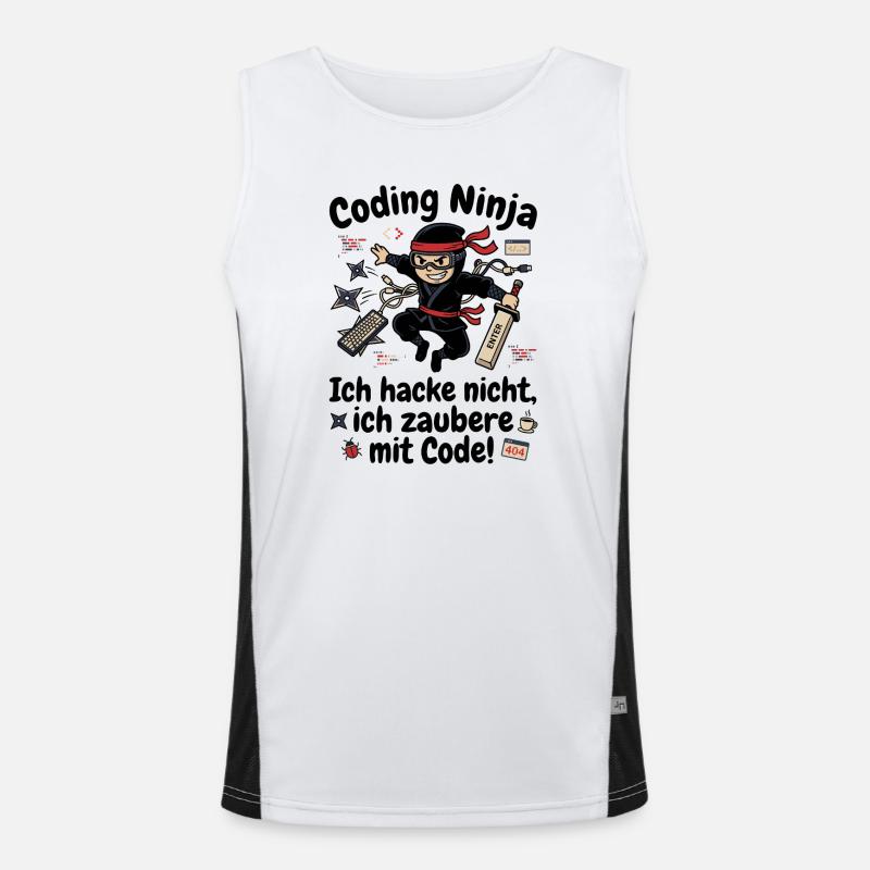 Coder Ninja Programmierer Humor - Funktionelles Kontrast-Tank Top für Männer  - Weiß/Schwarz