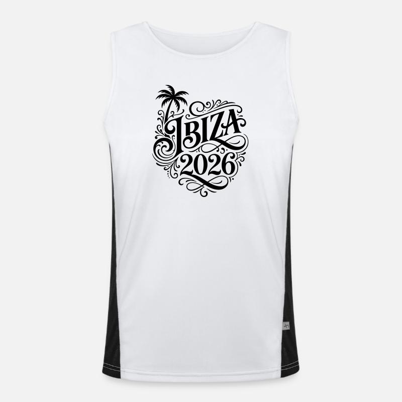 Ibiza 2026 - Funktionel kontrast tanktop til herrer  - hvid/sort