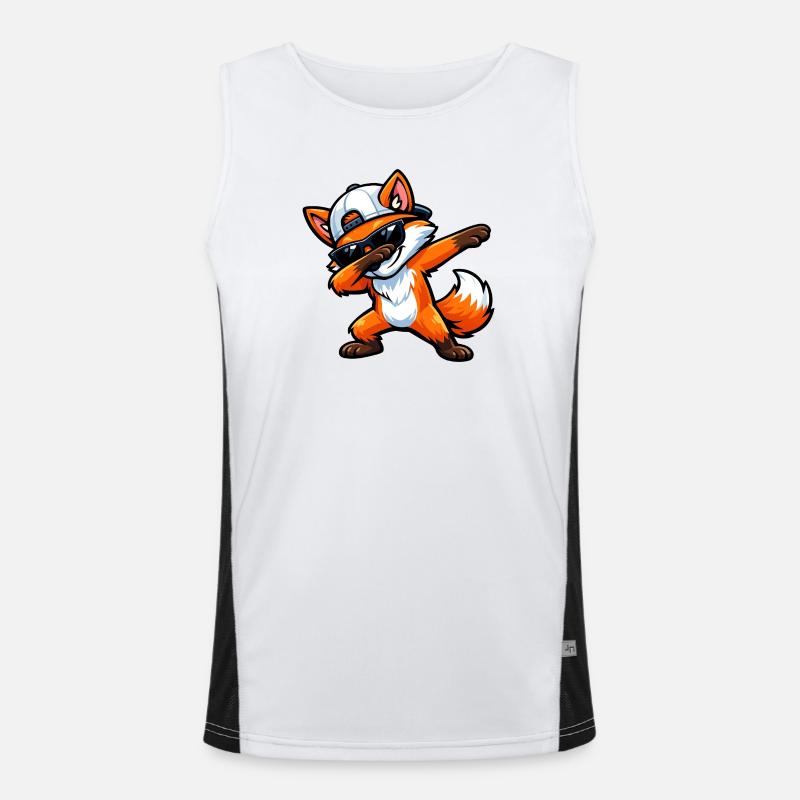 Dabbing Fox Funktionelles Kontrast-Tank Top für Männer 
